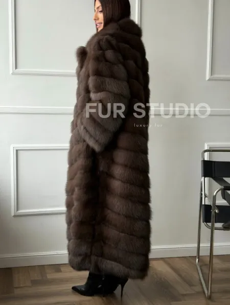 Длинная шуба из меха куницы Exclusive fur - фото 4