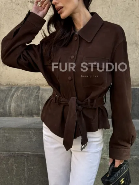 Женская куртка - рубашка из замши - фото 4