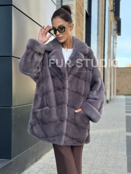 Шуба норковая - жакет лаванда - фото 0