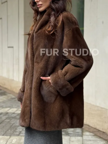 Коричневая шуба из норки - фото 3