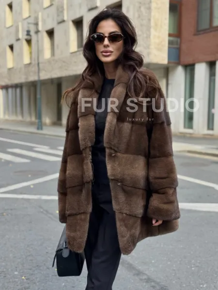 Шуба норковая коричневая - фото 3
