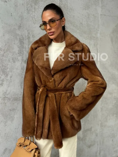 Шуба золотая - норковая - фото 0