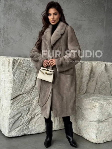 Норковая шуба в сером цвете 