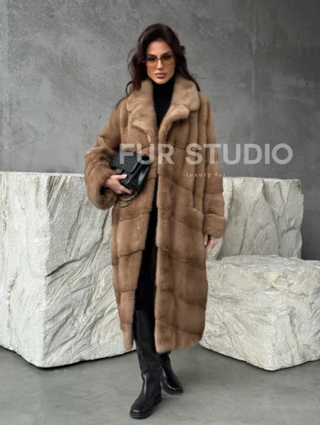 Бежевая норковая шуба oversize - фото 10