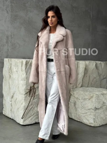 Светлая классическая норковая шуба - фото 13