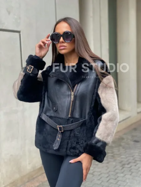 Дублёнка из мериноса с мехом норки - фото 4