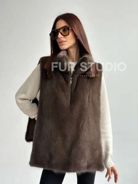 Женская меховая манишка - мех норка - фото 10