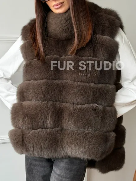 Меховая манишка под соболь из песца - фото 2