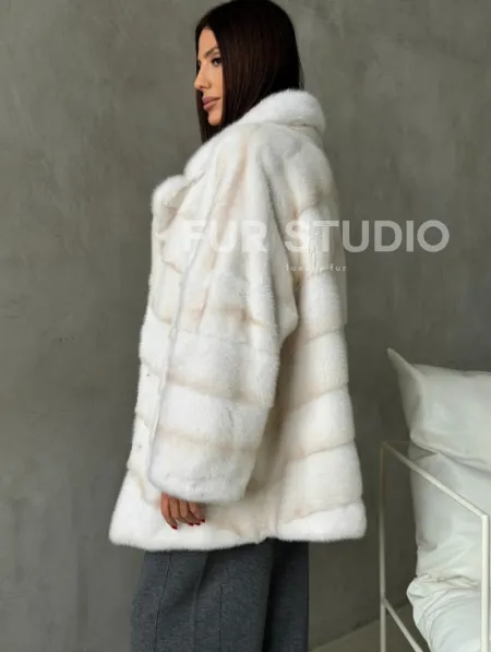 Полушубок норковый в цвете паломино - фото 5