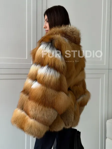 Шуба из лисы огневки - оверсайз - фото 9