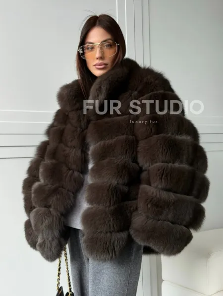 Шуба из натурального песца под соболь - фото 9