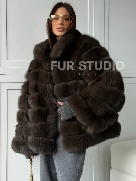 Шуба из натурального песца под соболь - фото 5