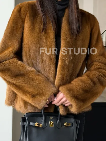 Меховой жакет из золотой норки - фото 1