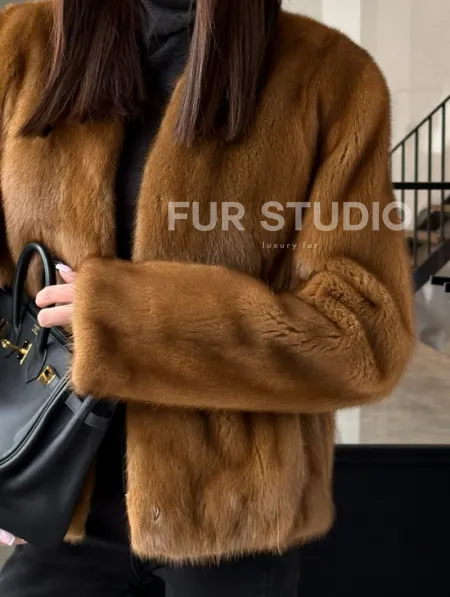 Меховой жакет из золотой норки - фото 2