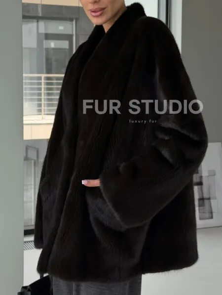 Модный норковый жакет «тренд 2026» Dark Espresso - фото 2