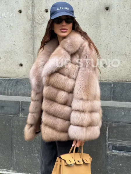 Шуба из меха куницы - цвет Tortora - фото 5