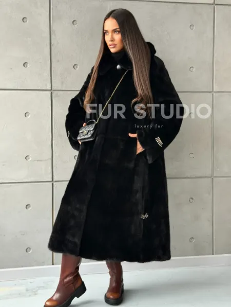 Шуба из норки Blackglama с капюшоном - фото 9