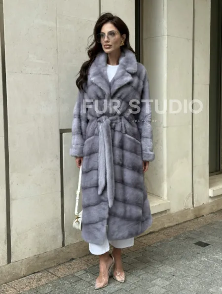 Пальто из голубой норки - фото 0