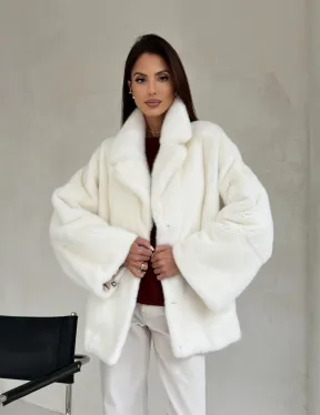 Шуба автоледи из белой норки NAFA MINK - роспуск - фото 12