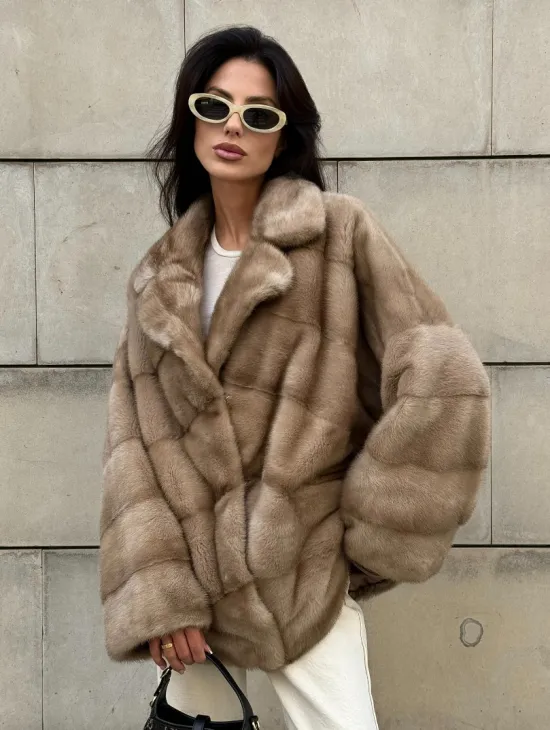 Полушубок автоледи из меха норки цвет пастель - фото 8