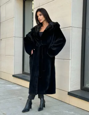 Норка кимоно BLACKGLAMA роспуск, капюшон кобра - фото 10