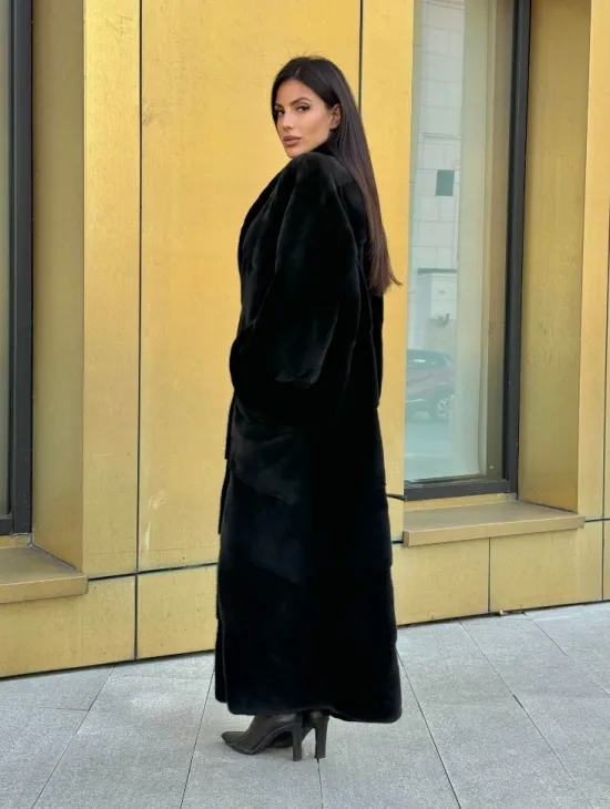 Норковое кимоно - пальто из аукционной норки SAGA FURS, ПРЕМИУМ КАЧЕСТВО - шалевый воротник - фото 11