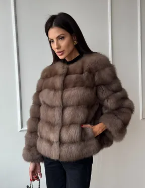 Шуба из меха куницы Truffle с воротником шанель - фото 7