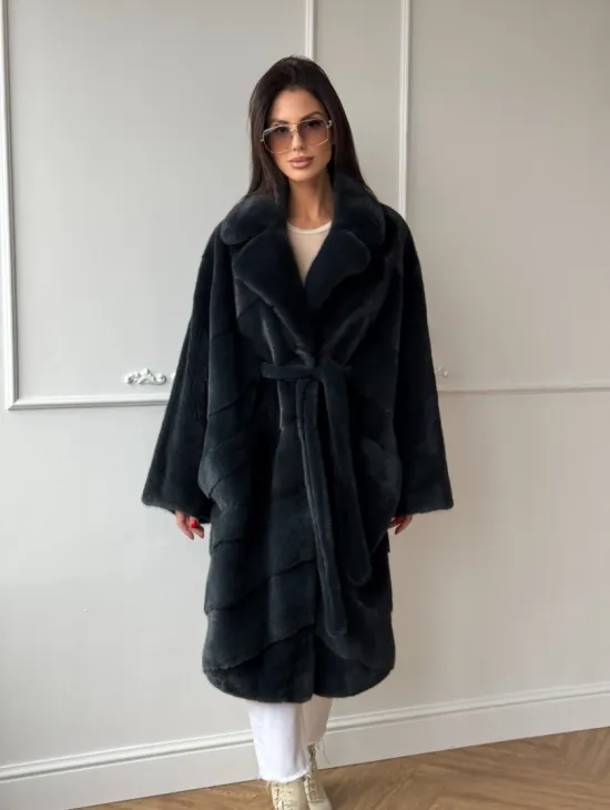 Шуба норковая фасон кимоно паркет из меха аукционной норки Kopenhagen Fur - фото 7