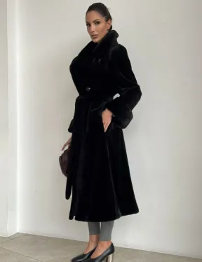 Элитная шуба из меха стриженой черной норки - фото 5