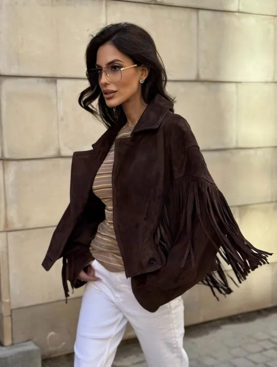 Кожаная куртка с бахромой - фото 9