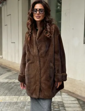 Коричневая шуба из норки - фото 4