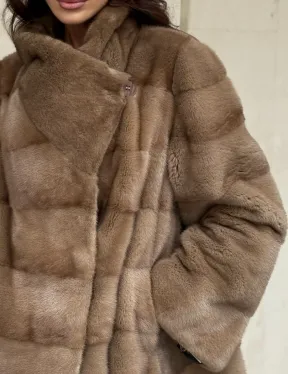 Норковая шуба бежевая - фото 3