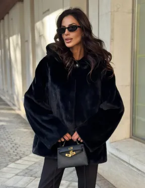 Шуба куртка из норки - черная - фото 5