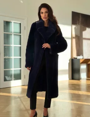 Норковая шуба темно-синего цвета - фото 0