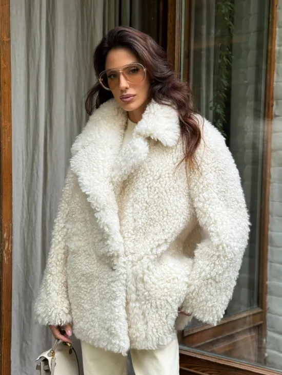 Белая шуба - дубленка двухсторонняя - фото 6