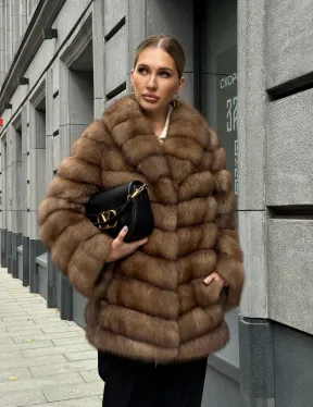 Шуба из куницы с воротником шаль - фото 15