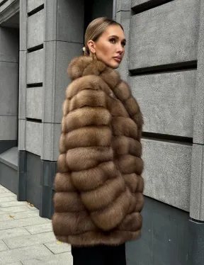 Шуба из куницы с воротником шаль - фото 11