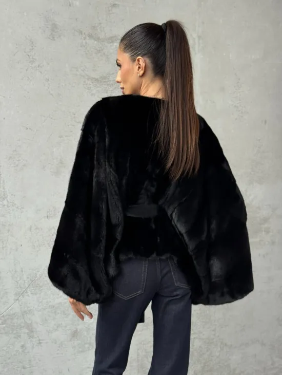 Черная натуральная женская норковая шуба - фото 5