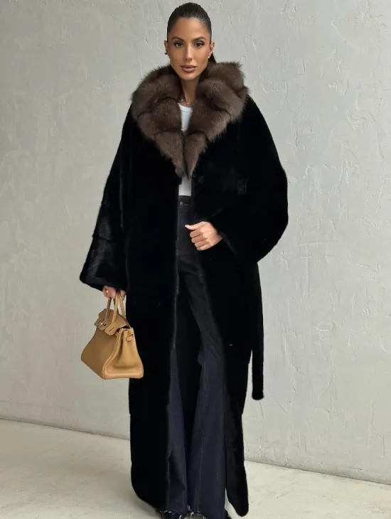 Длинная шуба из аукционного меха норки SAGA FURS - фото 4