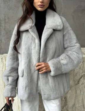 Голубая норковая шуба - фото 1