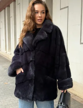 Норковый полушубок - английский воротник - фото 3