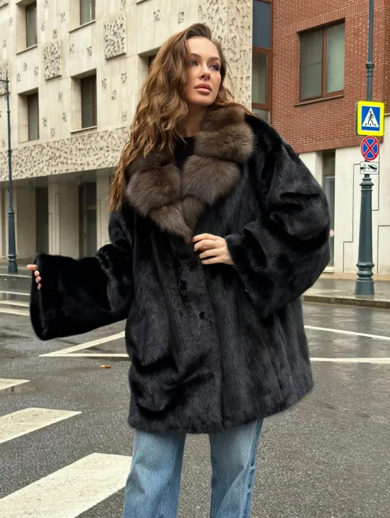 Норковая шуба - воротник куница - фото 6