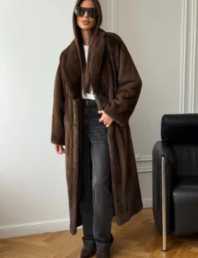 Норковое пальто - воротник шаль - фото 3