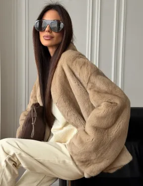 Норковый жакет (бежевый) - фото 6