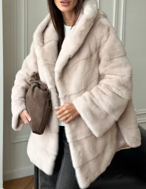 Норковая шуба с капюшоном -  