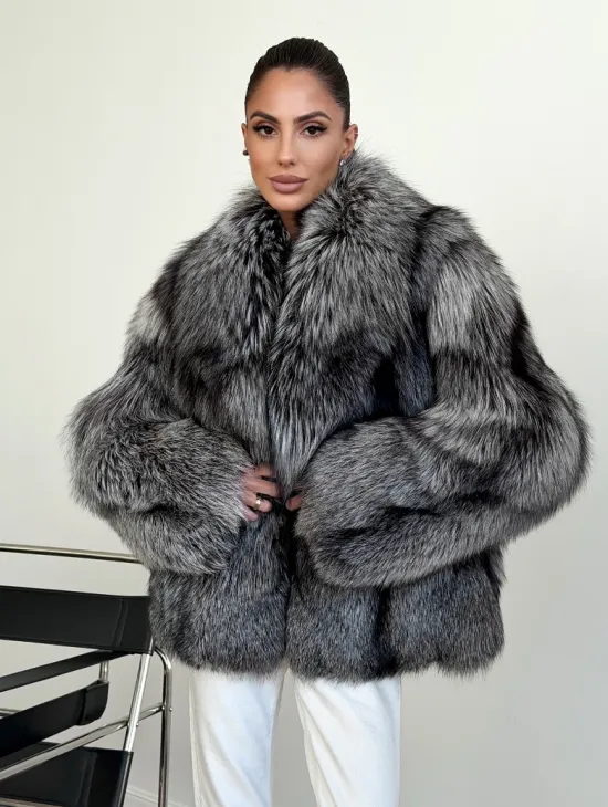 Шуба чернобурка - воротник шаль - фото 4