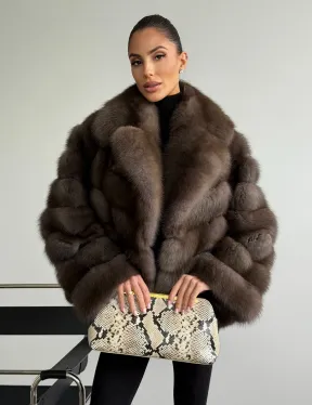 Шуба из куницы с английским воротником - фото 6