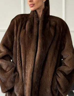 Норка жакет орех V-образный ворот - фото 2