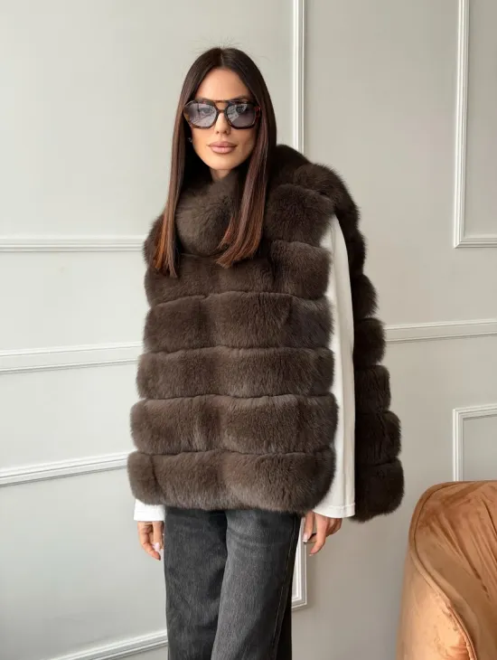 Меховая манишка под соболь из песца - фото 14