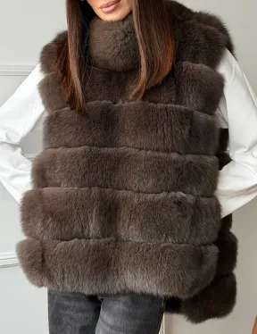 Меховая манишка под соболь из песца - фото 2